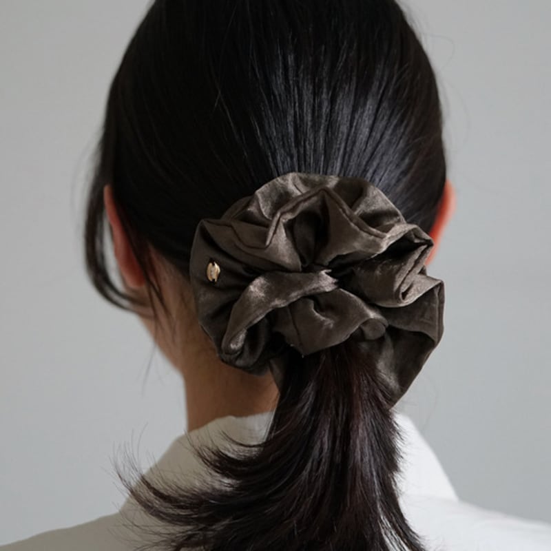 Oar Twin Glossy Scrunchie [Brown]