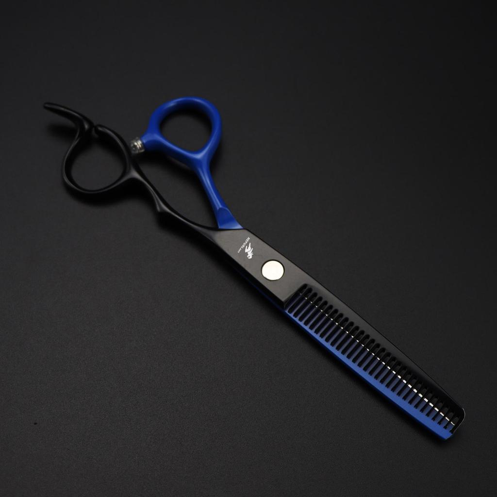 6.0" Black-Blue Notch Handle Napson Hairdressing Thinning & Straight Shears