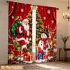 2pcs Rod Pocket Curtain with Santa Christmas Tree Reindeer Gifts Print, Stylish Window Drapes for Home Decor Living Room Bedroom