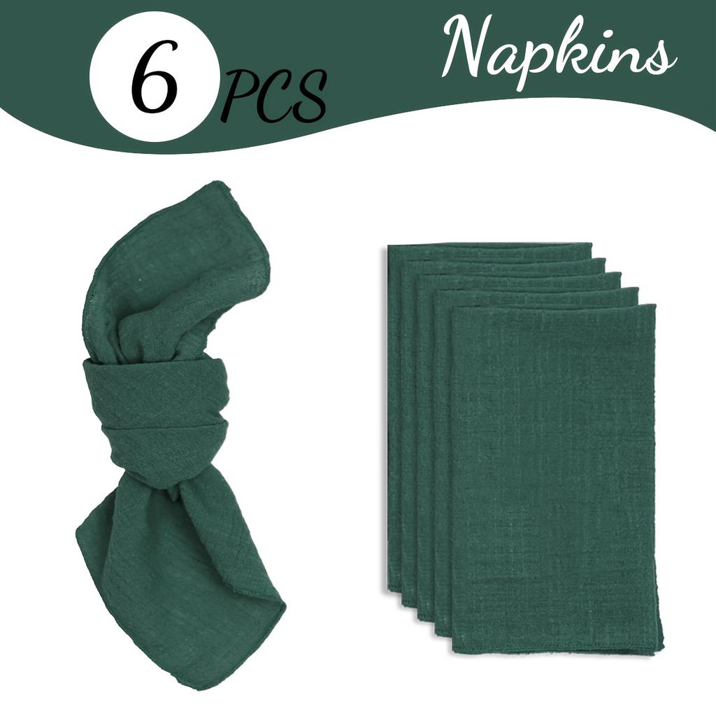 6 Stück einfarbige Servietten im Bohème-Stil, einfache und rustikale quadratische Stoffservietten, Tischdekoration