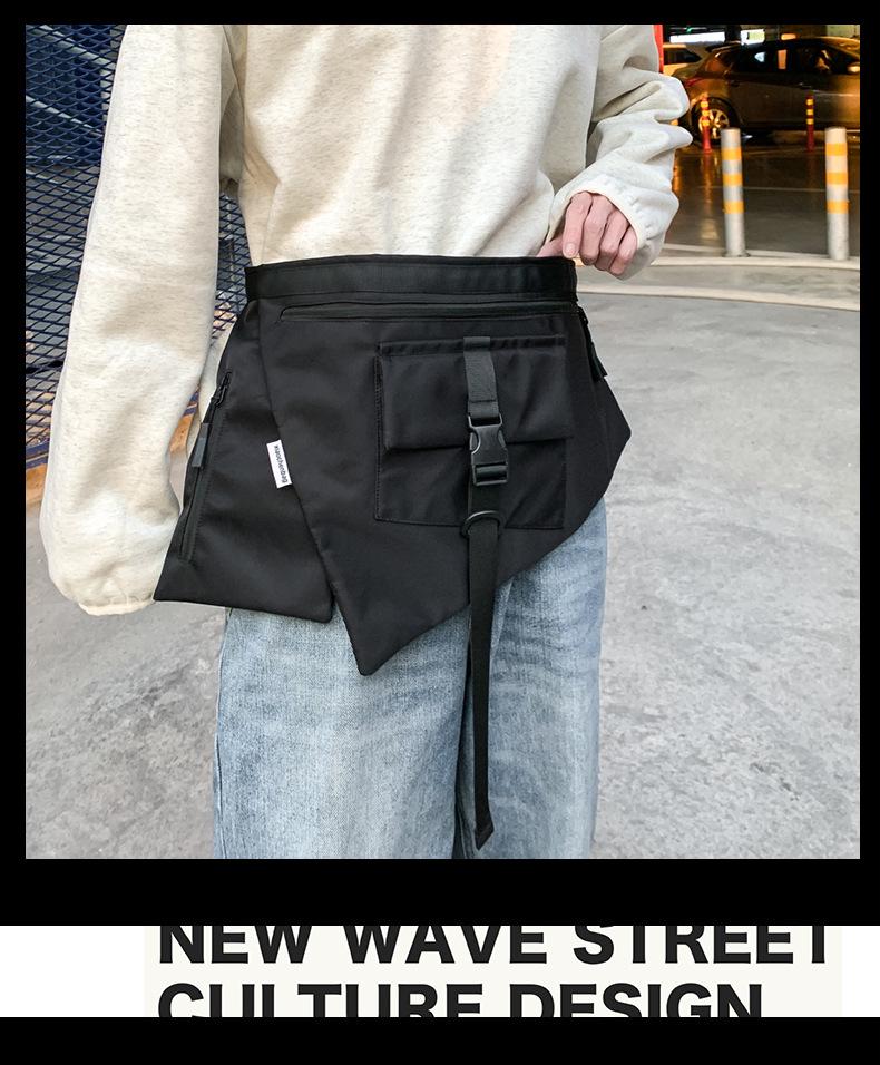 2025 Spring/Summer Dark Style Functional Crossbody Backpack with Large Capacity and Apron-Style Design