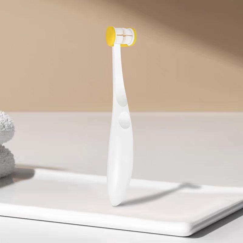 

Силиконовая головка щетки Детская зубная щетка с мягкой щетиной, Очистка и защита десен, Трехсторонняя зубная щетка жёлтый