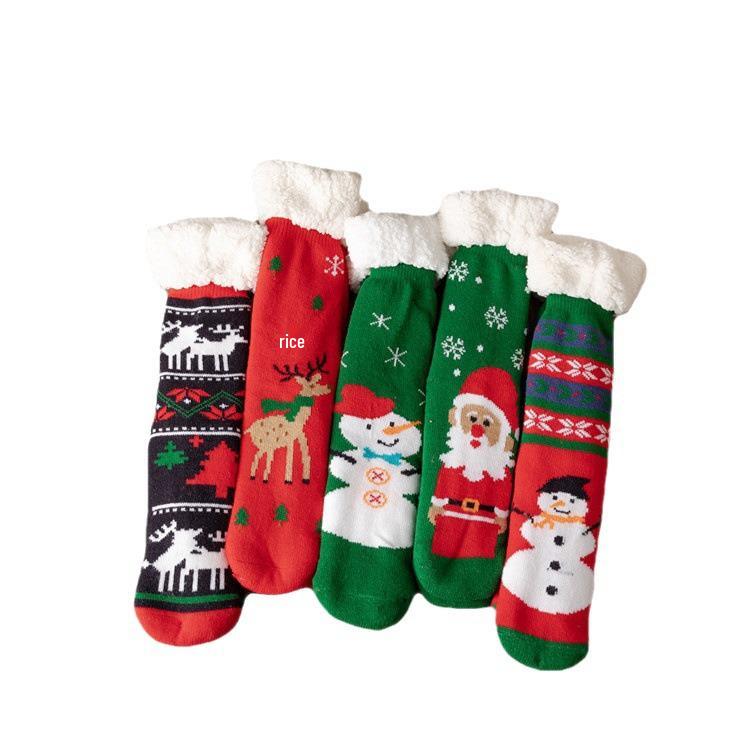 Women's Winter Christmas Stockings: Cozy Mid-Calf Snow Socks with Velvet, Perfect for Home Sleeping