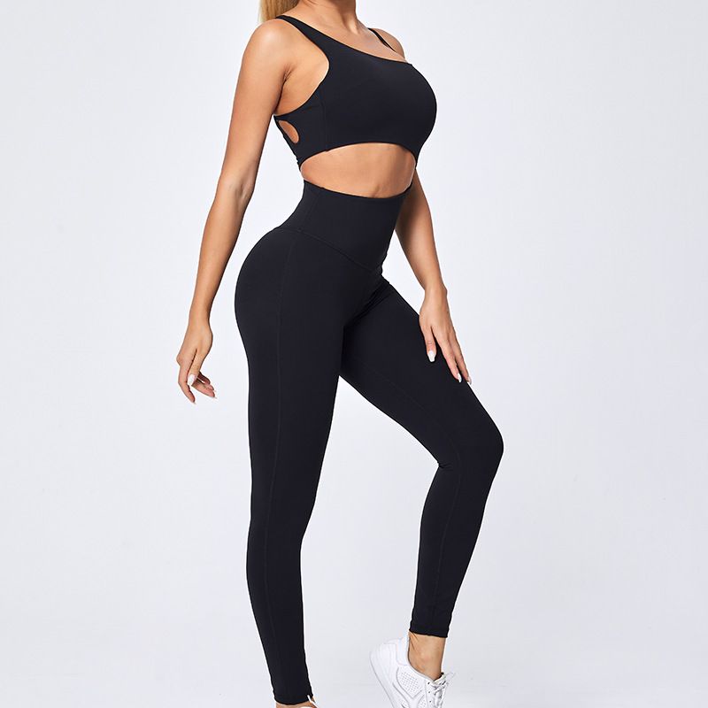 

Модная профессиональная одежда для тренировок без рукавов, цельная, со свободными бретелями, облегающего кроя, с эффектом подъема бедер, фитнес-комбинезон для спорта и йоги с ощущением обнаженности Black S-pro version