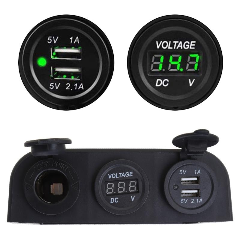 12-24V Car Dual USB Cigarette Lighter Socket 3.1A Boat Car Motorbike Tractor Charger Adapter Digital Voltmeter Universal