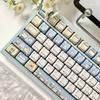 142keys Mao Keycap Blue Meow Work Kitten For Mechanical Keyboard PBT Sublimation Mao Cute Meow Cat Keycap Set