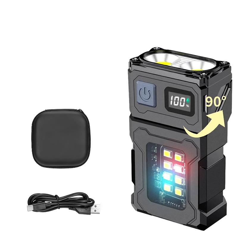 Portable LED Flashlight Super Bright Mini Rechargeable LED Tail Magnet Torch with COB Side Emergency Light for Camping Hiking