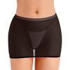 Womens See Through Solid Color Low Rise Elastic Waistband Mini Skirt