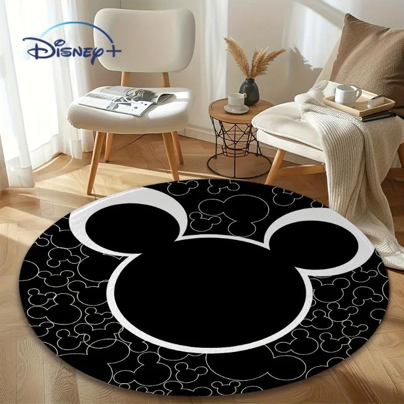 Disney Mickey Mouse Floral Round Area Mat Anti-Slip Ideal for Home Bedroom Indoor Home Mat Playful Room Item Mouse Decor