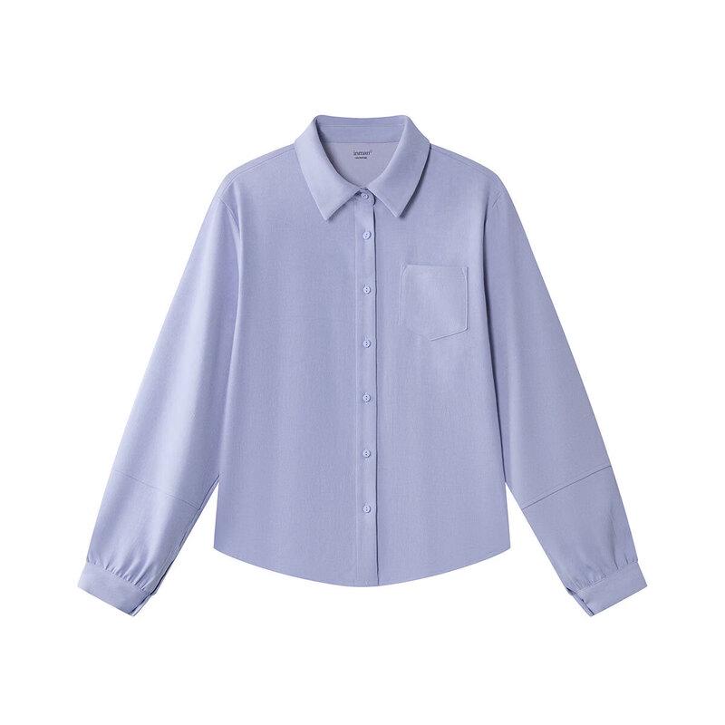 INMAN Women's Brushed Retro Long Sleeve Lapel Shirt