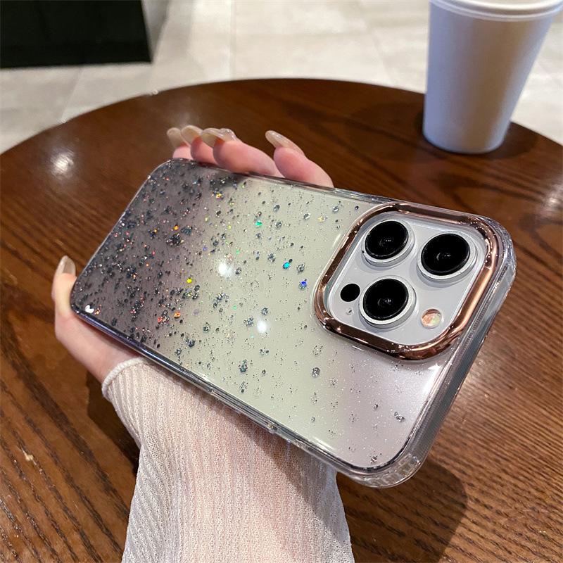 

Применимый чехол для iPhone16Pro Gold Foil для мобильного телефона Apple 15Pro Starry Sky Transparent 14 Glitter Protective Case 13 mate60