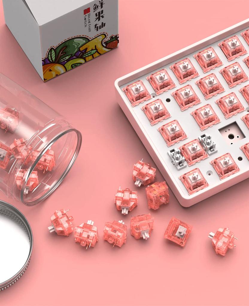 AJAZZ Fruit Axis Mechanical 3 Needles 40 Gf Linear Axis Transparent Durable 80M MX Hot Swap Mechanical Keyboard Replacement PCS Switch, Set, Cover,