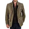 Men's Solid Color Zipper Button Pocket Work Jacket Men's Casual Long Coat