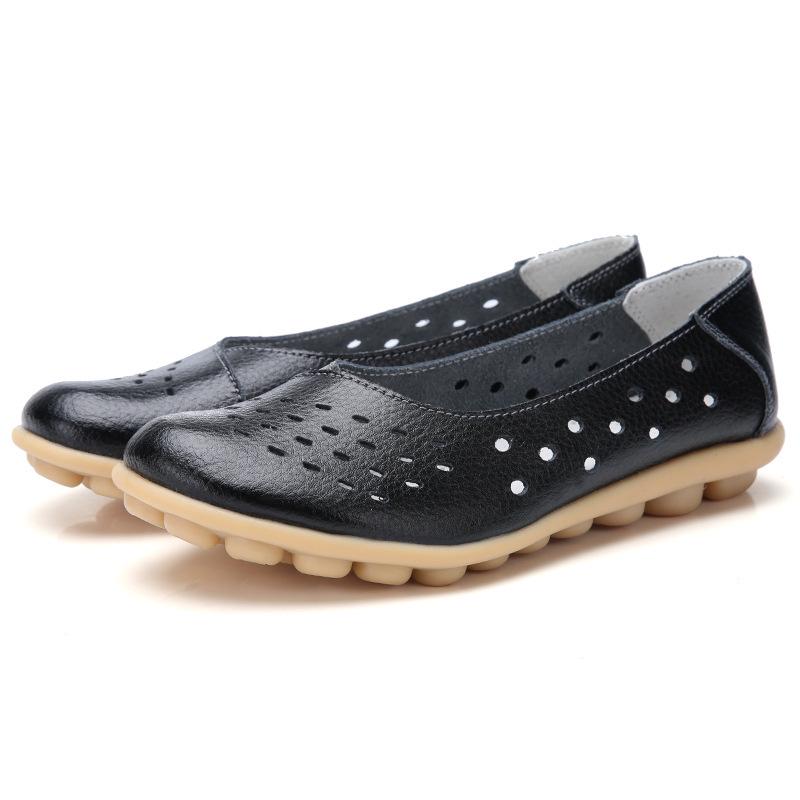 Damen Freizeitschuhe aus Leder mit Aussparungen und weicher Sohle für Winter und Herbst