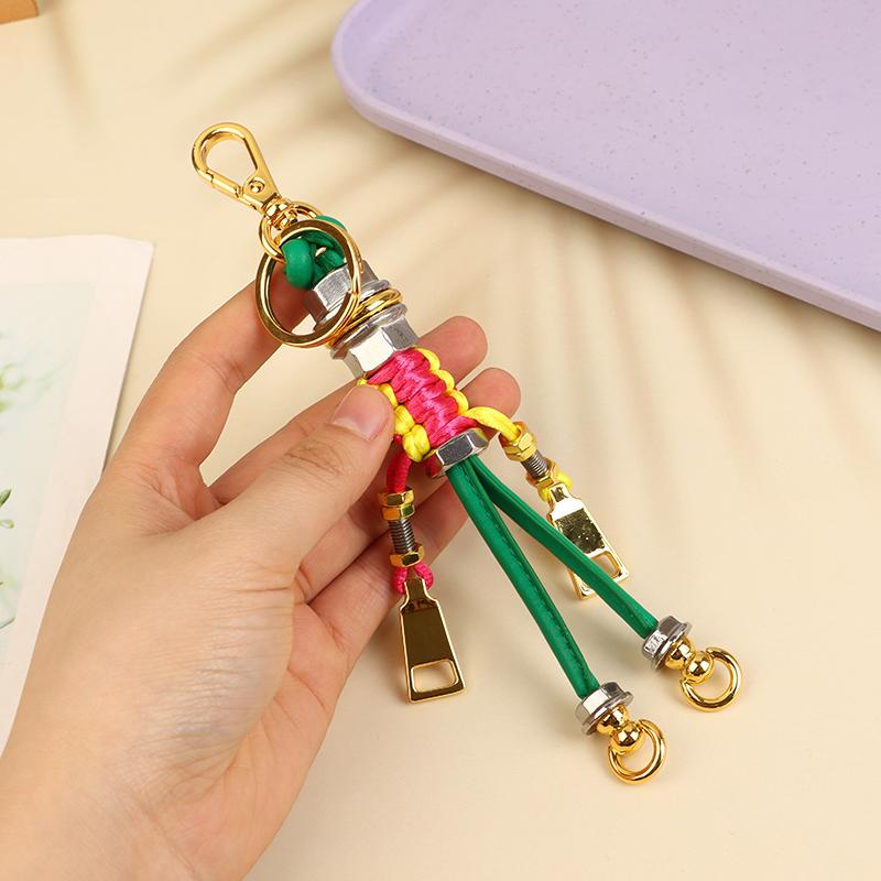 Charm Robot Pendant Metal Rope Braided Lanyard Bag Pendant Hanging Keychain Creative Car Pendant Leather Bag Decoration