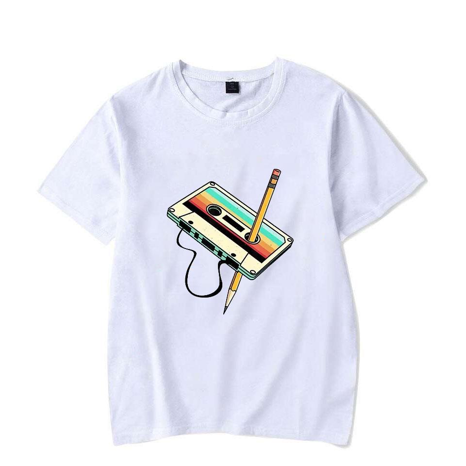 

Retro Music Men s Women s Short Sleeve 80s Cassette Ribbon Pencil Men s Women s Oversized Loose Couple s T-Shirts 3XL