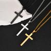 Vnox Gold Black Silver Color Cross Pendant Necklace for Men Women, Stainless Steel Cuban Link Chain, Cross Collar Gift for Him