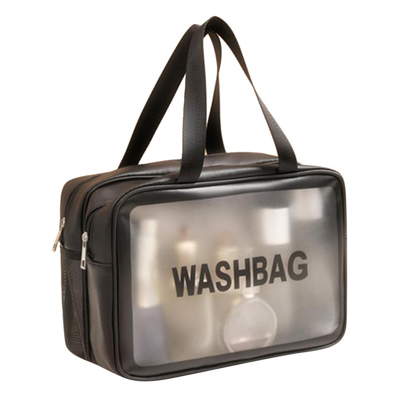 

Двухслойная сухая влажная сепарационная ПУ женская дорожная сумка для хранения косметичка органайзер сумки водонепроницаемые несессеры косметички M--25x15x17cm чёрный