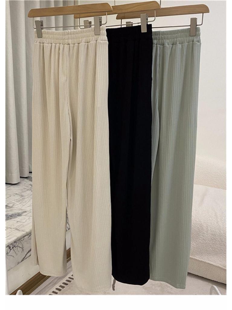 Women's Quality Wide-Leg High-Waist Casual Pants - Trendy 2024 Solid Color Straight Sports Trousers
