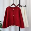 Autumn and Winter New Love Button Knitted Double-sided Cardigan Temperament Soft Waxy Sweater Jacket Women