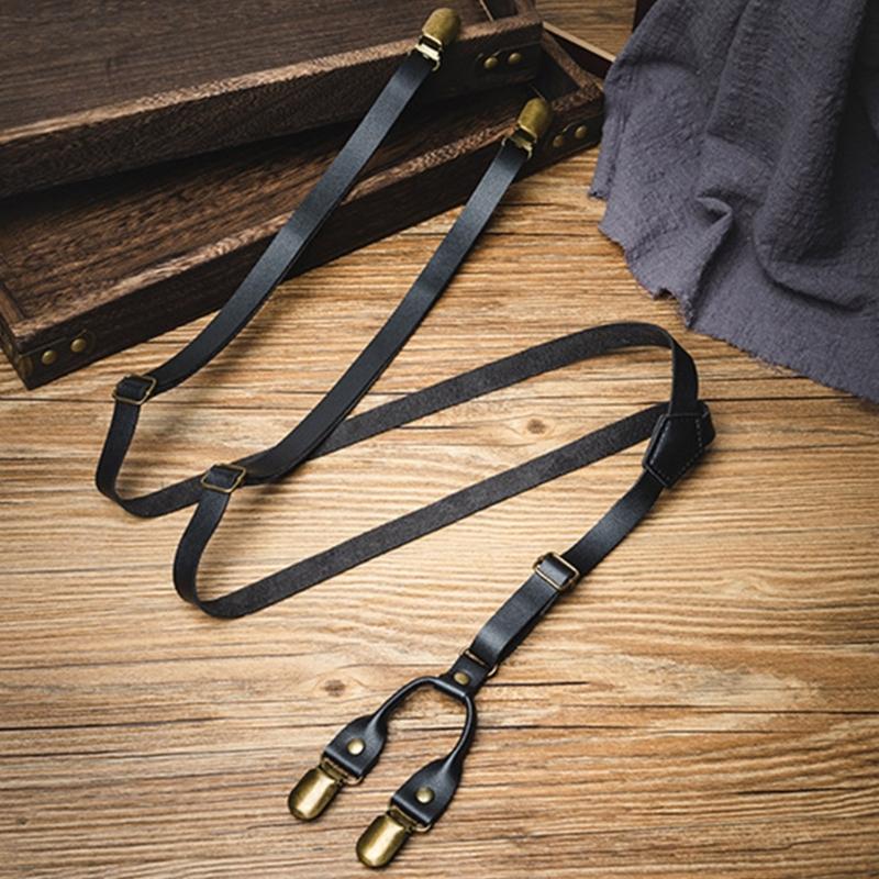 Old Fashion PU Suspenders Belt With 4 Strong Metal Clasp and Y Shape Design For Men Women And Teens Formal Occasion