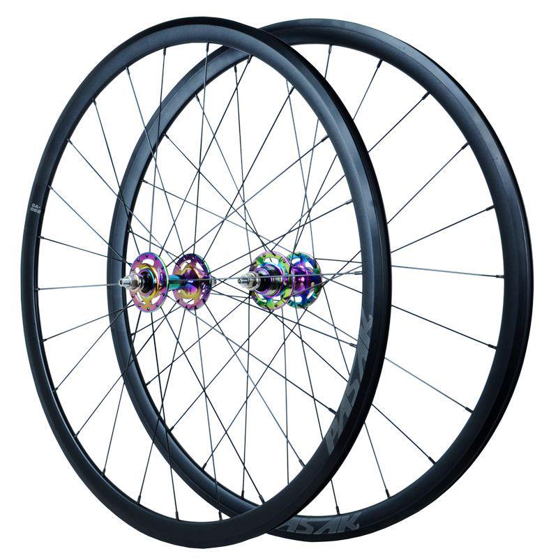 700C Fixed Gear Track Wheelset: Front & Rear Bearing Hubs, Single Speed Freewheel & Backpedal Capability.