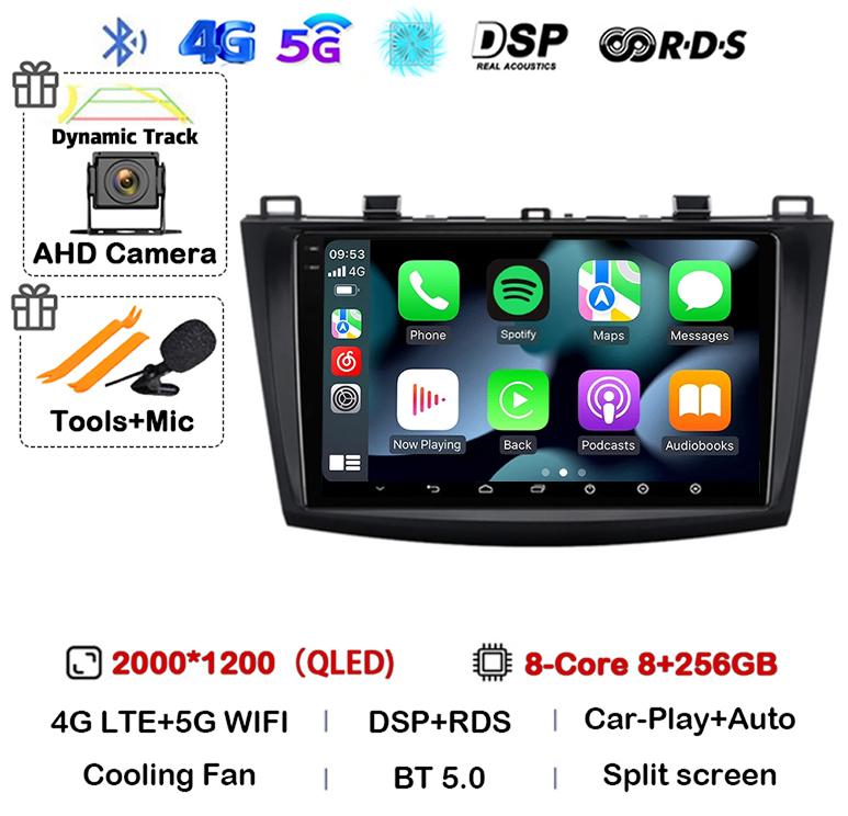 Android 14 Carplay Auto For Mazda 3 2009 2010 2011 2012 2013 Car Radio Multimedia Player Stereo Video Audio GPS Head Unit WIFI