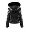 Women's Winter Fashion Casual Slim Cotton Jacket Faux Fur Collar and Hooded Hooded Warm Jacket Coat Pu Leather Zipper