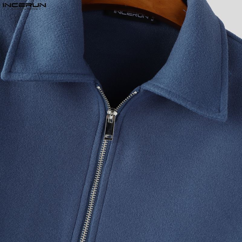 INCERUN Mens Spring Long Sleeve Zipper Casual Thin Coats Tops