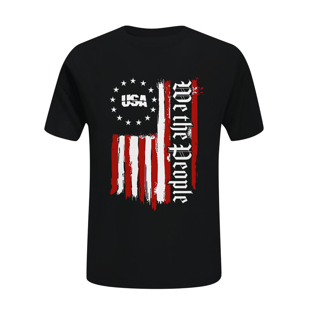 Women's Casual Independence Day Printed T-Shirt Round Neck Pullover Short Sleeve Top