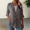 Women Suit Coat Lapel Long Sleeve Single Breasted Suit Jacket Side Slit Hem Single Color One Button Business Outwear