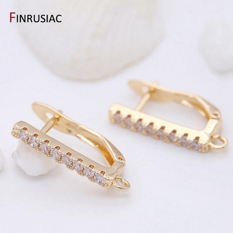 

Creative Zircon Earring Hooks Clasps For Women Earrings Jewellery Making 14k Gold Plated Earwire Earring Hook Findings 1 Pair