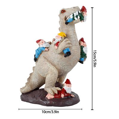 Garten Dinosaurier Skulptur Outdoor Dinosaurier Zwerg fressend Statue Harz Figur Kunst Dekor für Innen Außen Heimdekoration