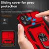 For iPhone 11 Pro Case Kickstand PC+TPU Hybrid Phone Shell with Camera Slide Cover -  Red