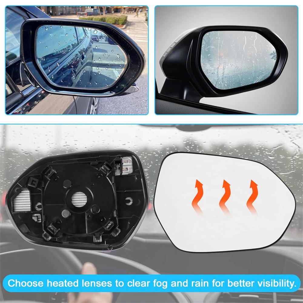 Passenger Side Mirror Glass w/Backing Plate Heated For Toyota Camry 2018-2024