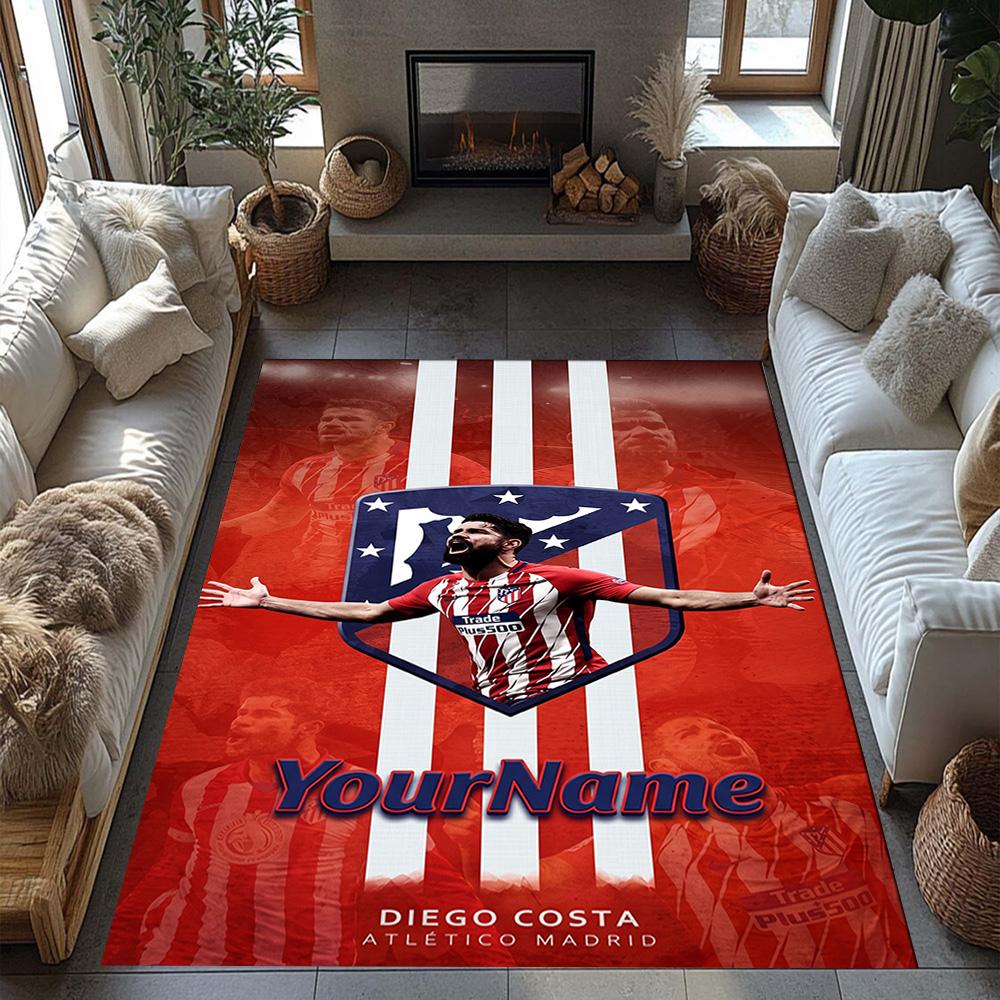 Atletico Madrid Customized Name Carpet Perfect for Foyer Game Room Balcony Dormitory Antislip Carpet Anime Office Decor Gift for Festivals