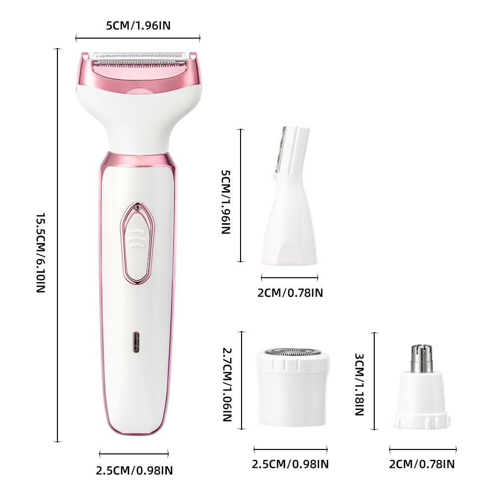 4 In 1 Electric Lady Shaver Body Hair Removal Epilator Painless Cordless Trimmer Razor Gifts For Women