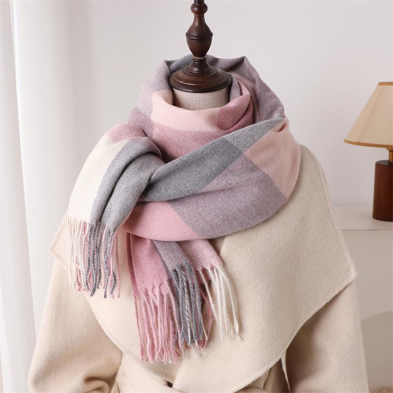 

Теплая шаль женский шарф роскошный кашемировый зимний плед накидка повседневный клетчатый принт пашмина буфанда дорожное пончо столы эшарп 65x200cm