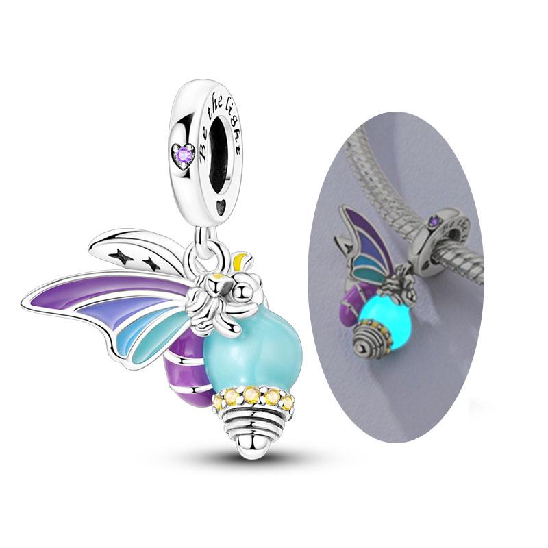 Copper Charms Beads Pendant Luminous Firefly Butterfly Charms Fit Original Bracelet Women Diy Jewelry Making Gifts