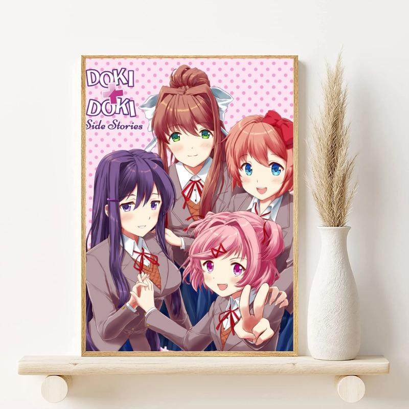 D-Doki Doki L-Literature Club Anime Poster HD Art Sticky Wall Waterproof Home Living Room Bedroom Bar Aesthetic Decoration
