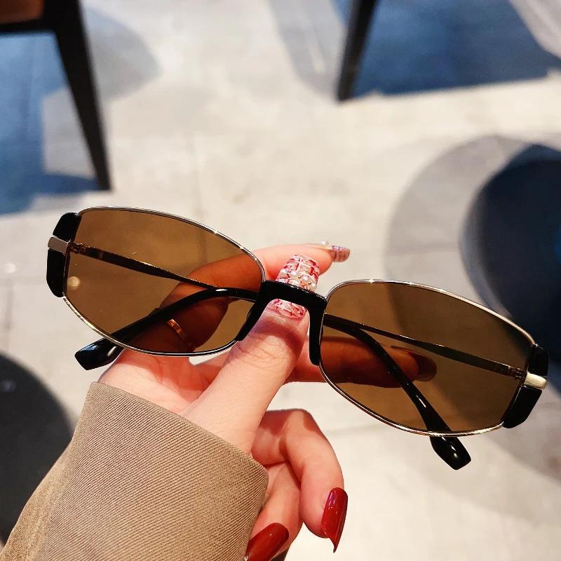 Trendy Oval Sunglasses For Women Luxury Brand Designer Metal Frame Sun Glasses Ladies Classic Vintage Outdoor Shades Goggles