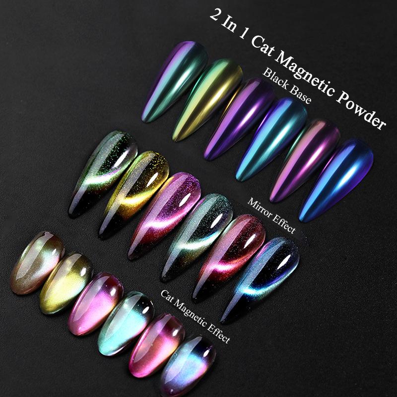 Nail Art Chameleon Cat Eye Powder, Magic Laser Polarized Chameleon Cat Eye Magnetic Powder, Strong Magnetic Powder