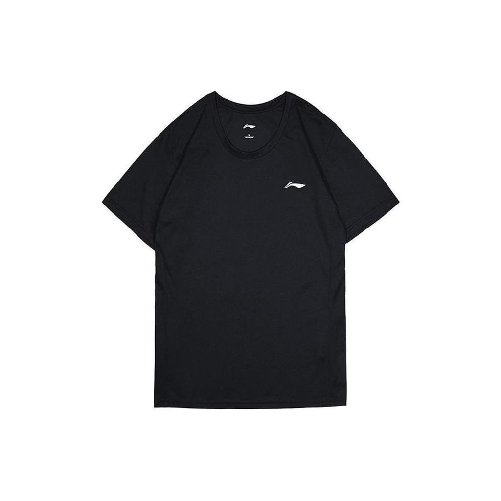 Li Ning T Shirts Men's Black Crew Neck Moderate Straight Fit YTST079-1