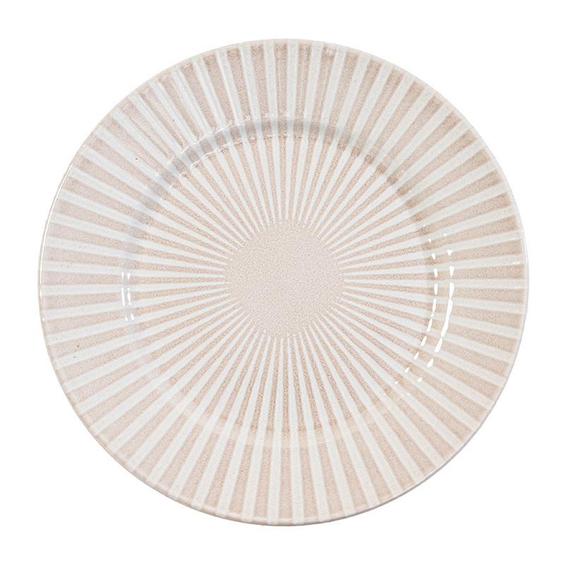 Special Striped Plate Ceramic Plate Household Vegetable Plate Salad Plate Creative Tableware Dim Sum Plate Round Plate Dinner Plate