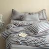 Double-Layer Plaid Bedding Set: All-Season Button-Down Stripe Duvet Cover, Student Dorm Bed Sheet, 3-Piece Set