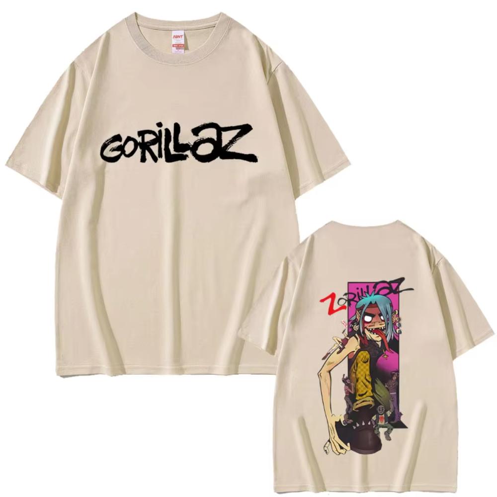 Gorillaz Band Tshirt Unisex Womens Hip Hop Rock Fashion Oversized Streetwear Summer High Quality Soft Cotton Short Sleeve Tshirt