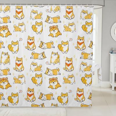 Puppy Dog Shower Curtain For Kids Boys Girls Cute Bath Curtain Cute Yellow Dog Shower Curtain Cartoon Animal Pattern Farmhouse