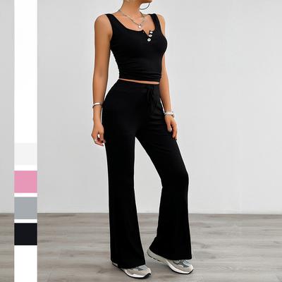 Women's Spring and Summer Yoga Sports Style Sleeveless Vest Micro-pant Suit