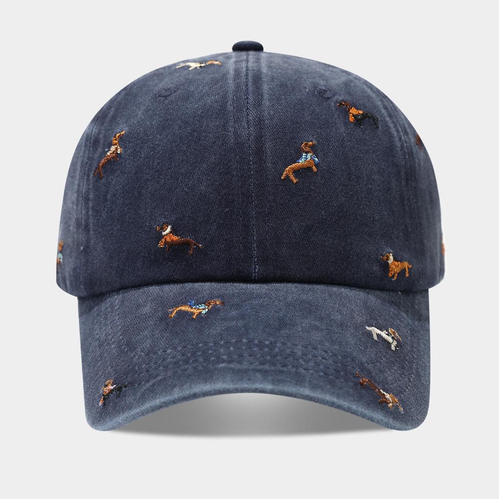 Berretto da Baseball Unisex con Ampio Visiera Morbido per Esterno Ricamato Decorato Cappellino a Becco d'Anatra con Cane Piccolo Retrò Street Cappellino a Becco d'Anatra