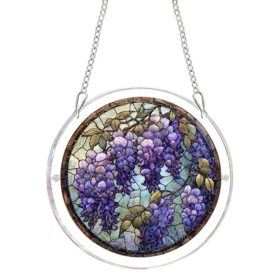 

Acrylic Puzzle Suncatcher, Stained Glass Style Window Hanging Sun Catcher Panel, DIY Puzzle Jigsaw Art for Garden Home Decor, Gifts for Women Men Mom 18cm C
